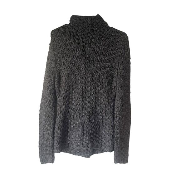 Moda International Y2k Large Metallic‎ Wool Blend Fisherman Chunky Knit Sweater - Picture 6 of 9
